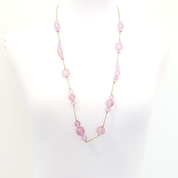J. Crew Sweater Necklace Pale Pink Beads - Picture 4 of 7